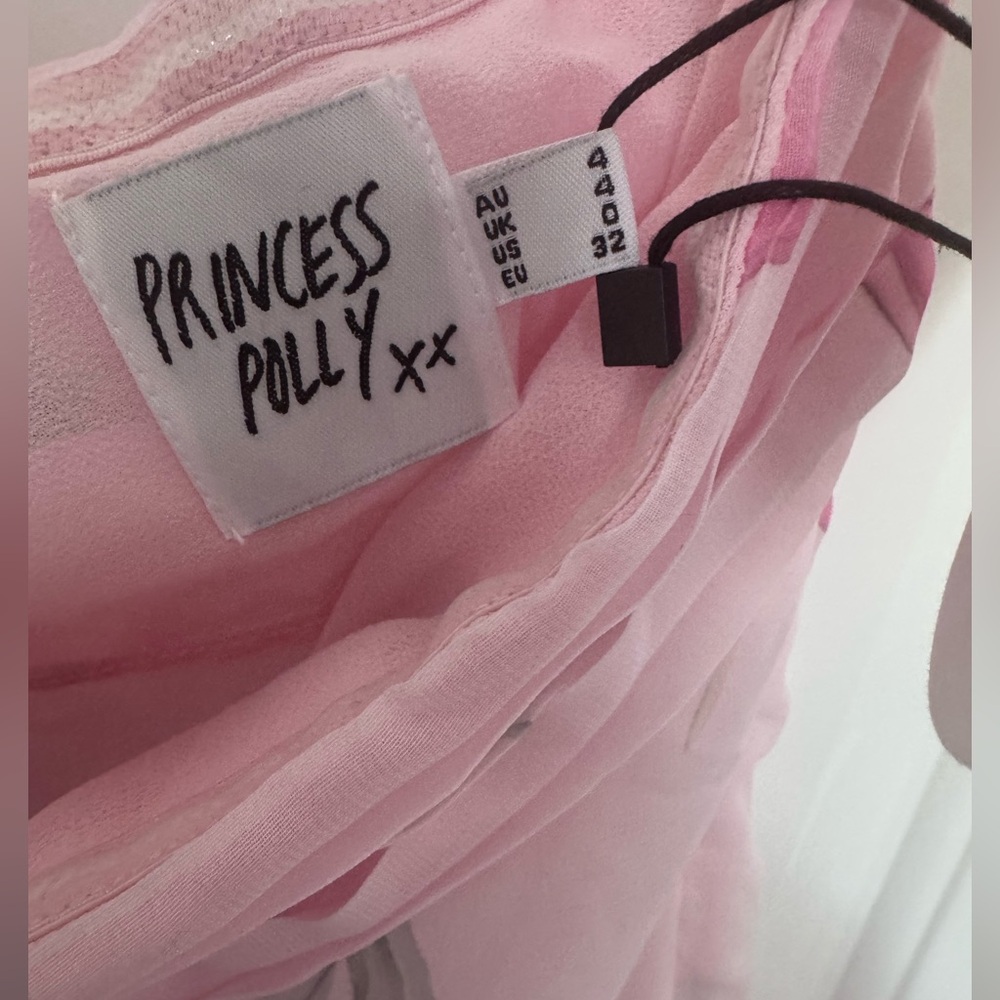 Princess Polly Light Pink Sheer Layered strapless shirt